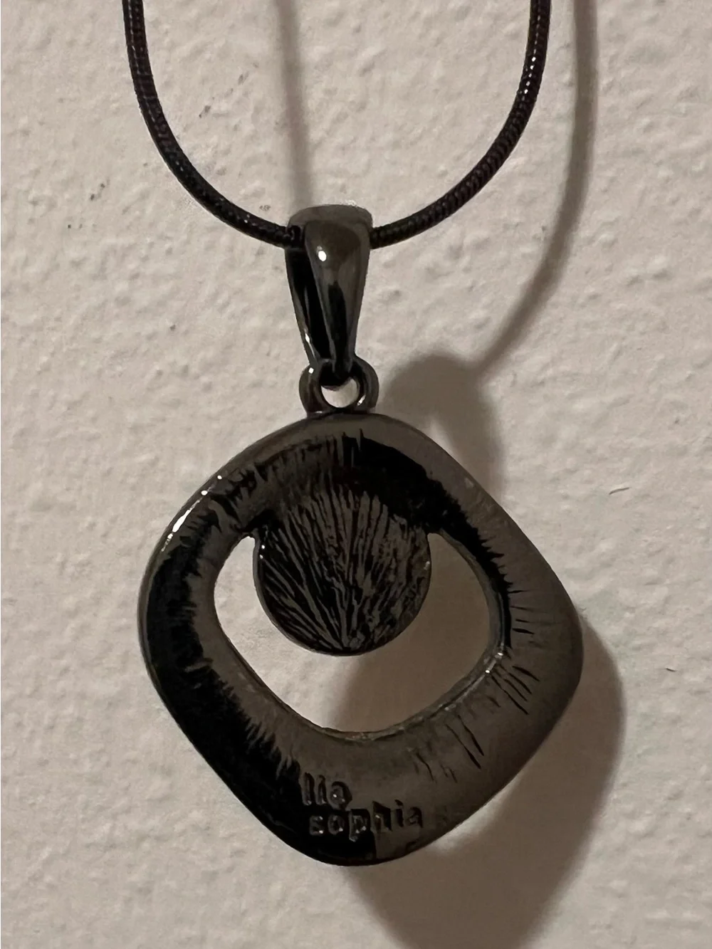 Lia Sophia Black and Cream Enamel Pendant Necklace